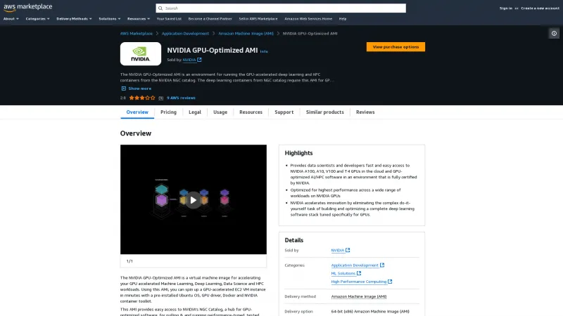 Homepage of NVIDIA GPU-Optimized AMI