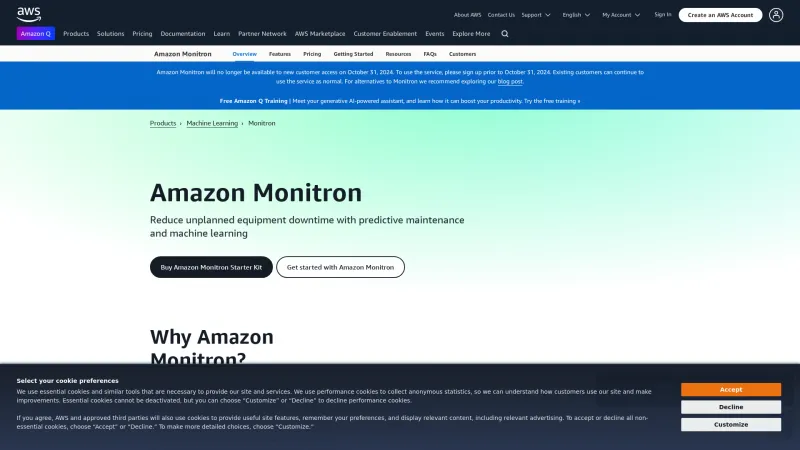 Homepage of Amazon Monitron