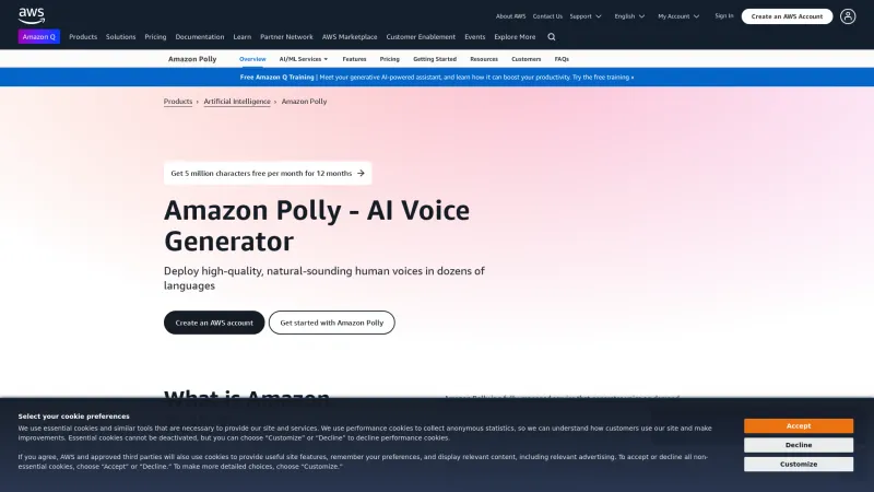 Homepage of Amazon Polly