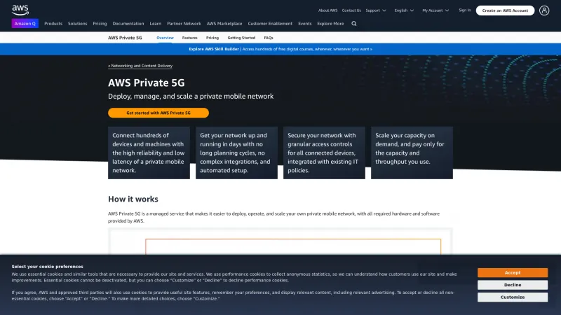 Homepage of AWS Private 5G