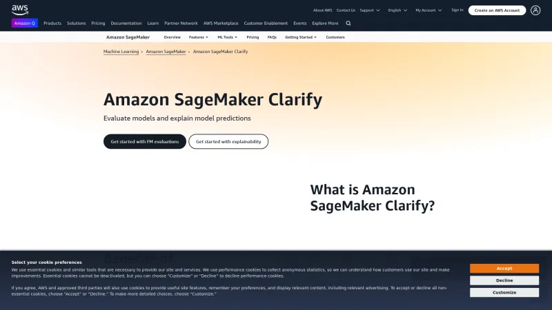 Homepage of Amazon SageMaker Clarify