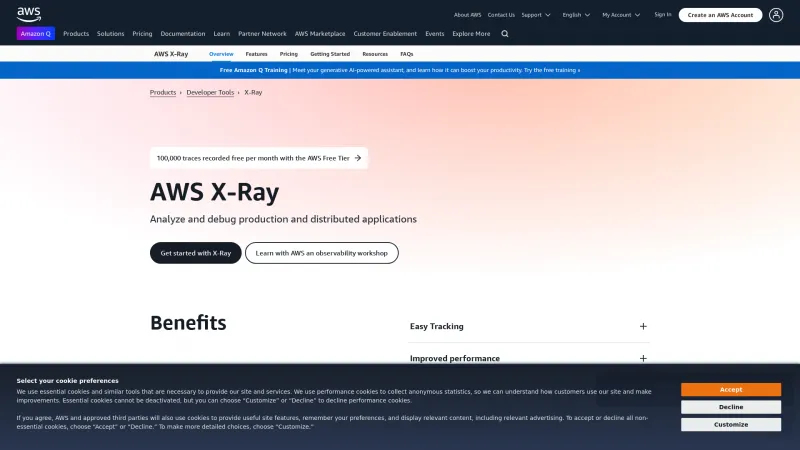 Homepage of AWS X-Ray