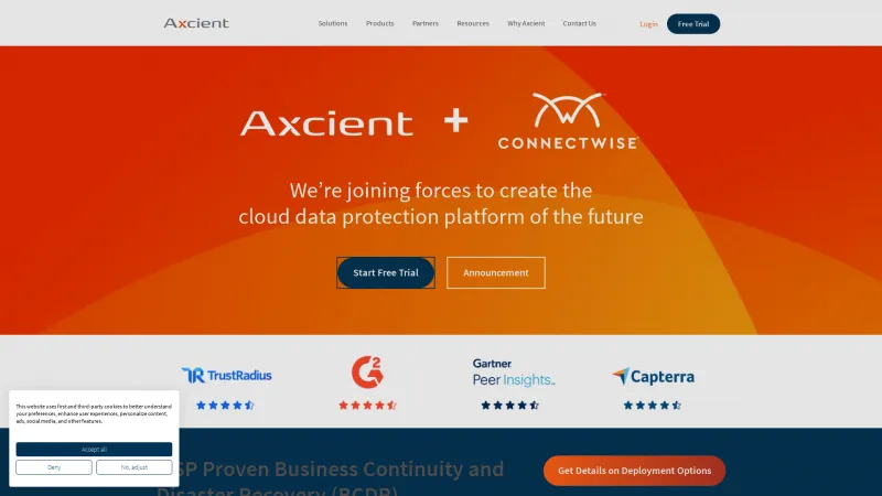 Homepage of Axcient DRaaS