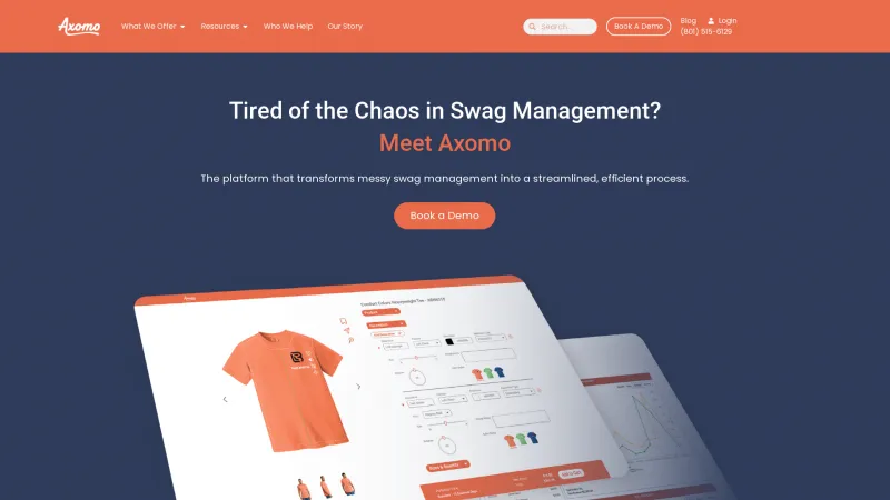 Homepage of AXOMO Swag Management