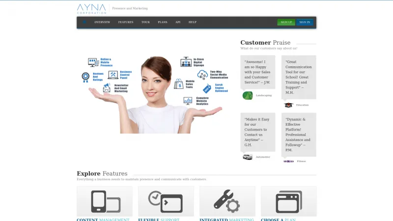 Homepage of Ayna