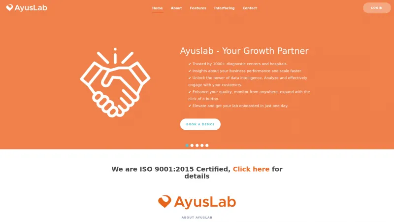 Homepage of AyusLab LIMS