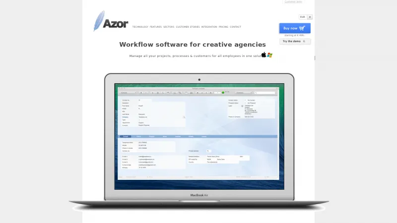 Homepage of Azor