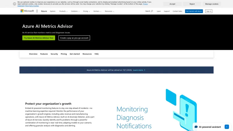 Homepage of Azure AI Metrics Advisor