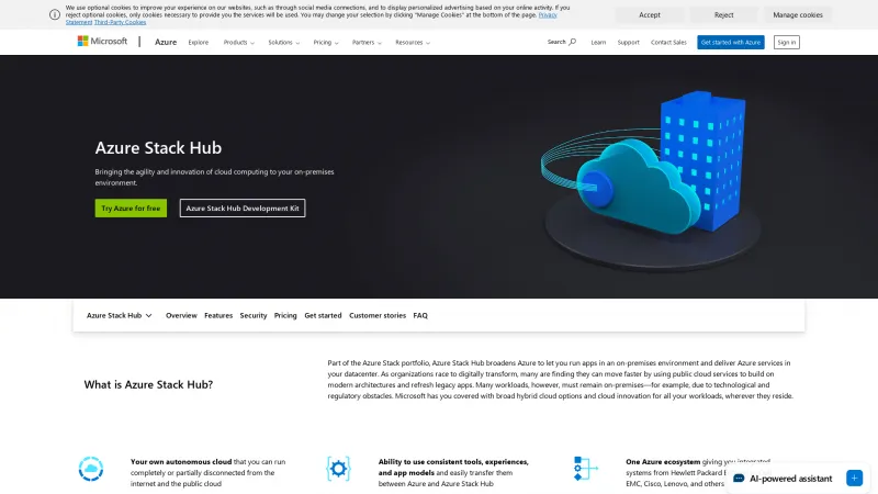 Homepage of Azure Stack Hub