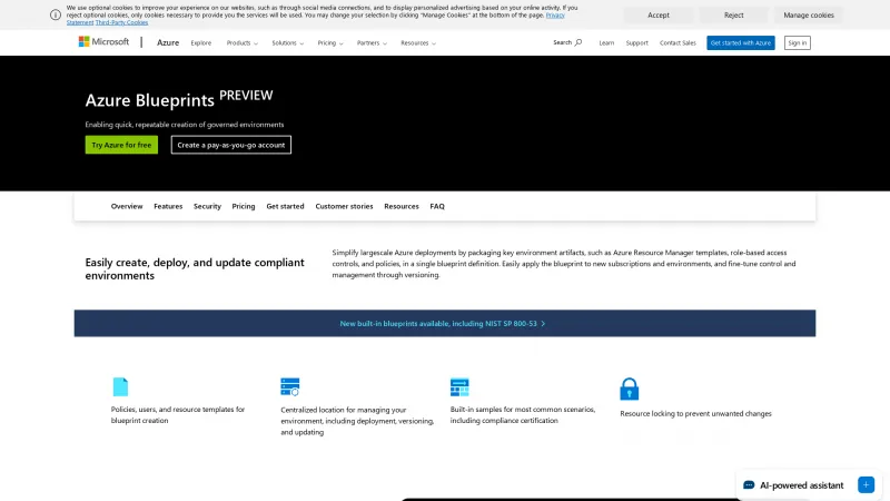 Homepage of Azure Blueprints