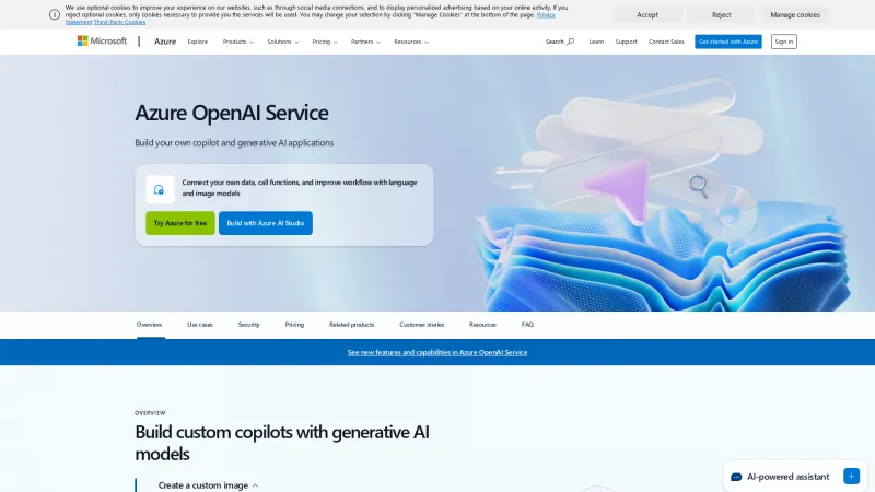 Homepage of Azure OpenAI Service