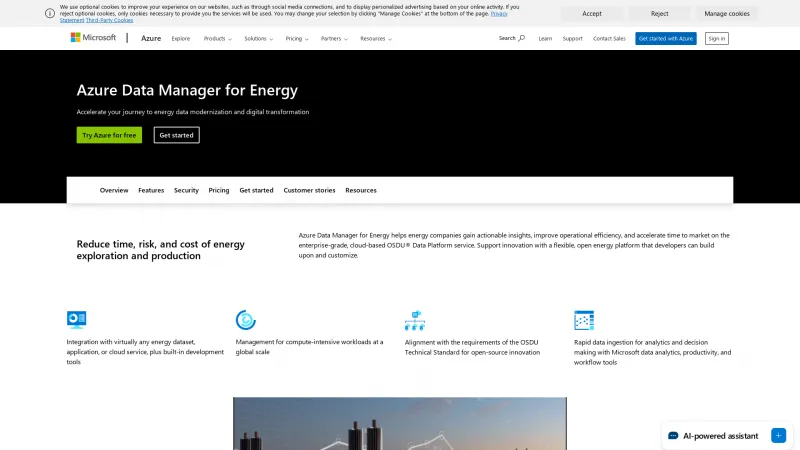 Homepage of Azure Data Manager for Energy