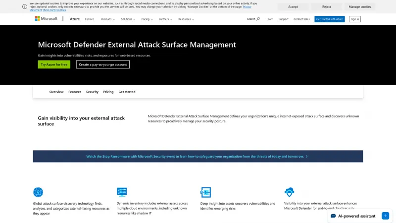 Homepage of Microsoft Defender External ASM