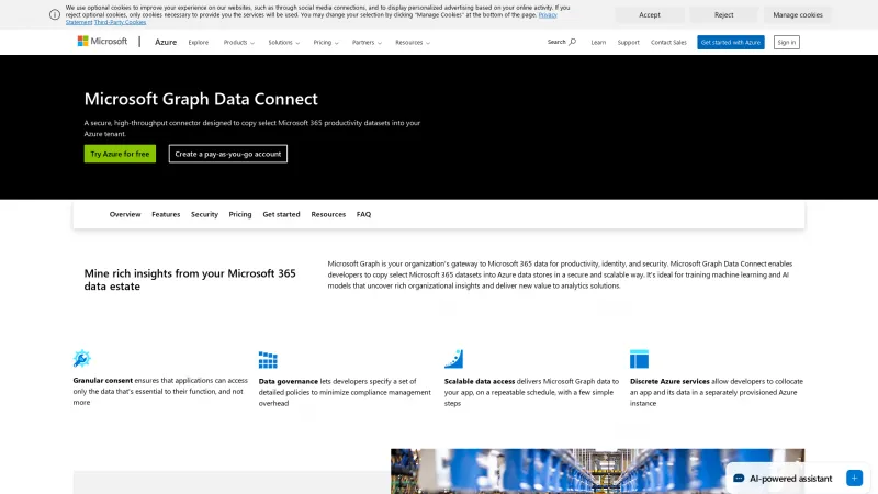 Homepage of Microsoft Graph Data Connect