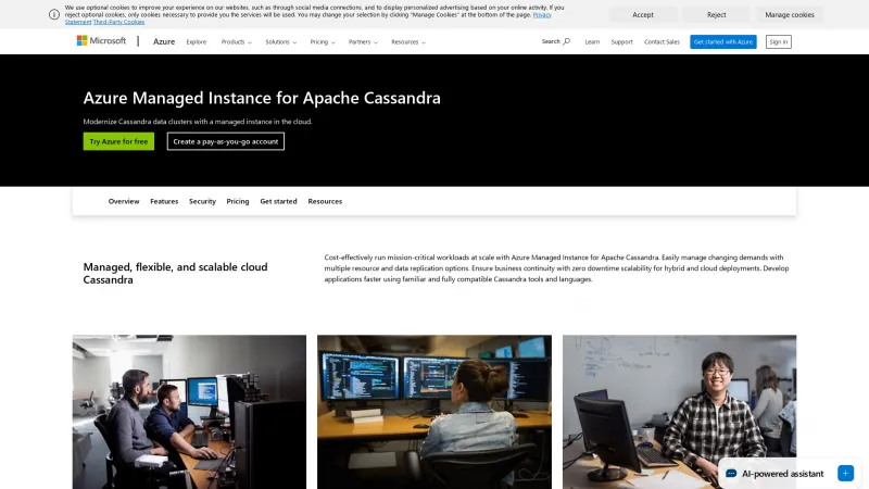 Homepage of Azure Managed Instance for Apache Cassandra