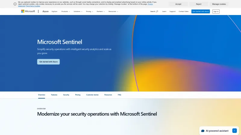 Homepage of Microsoft Sentinel