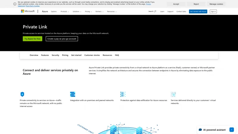 Homepage of Azure Private Link