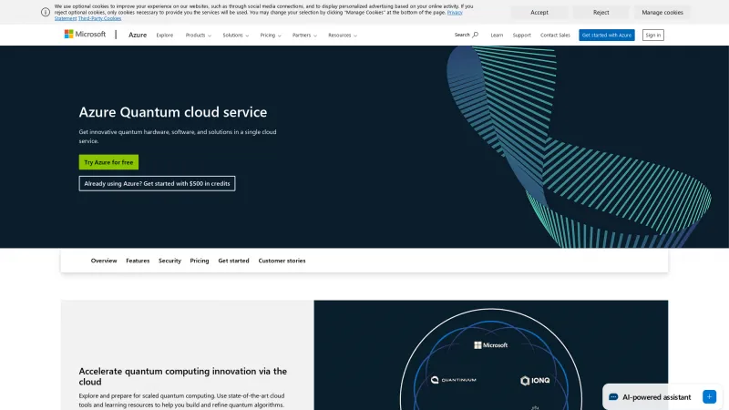 Homepage of Azure Quantum