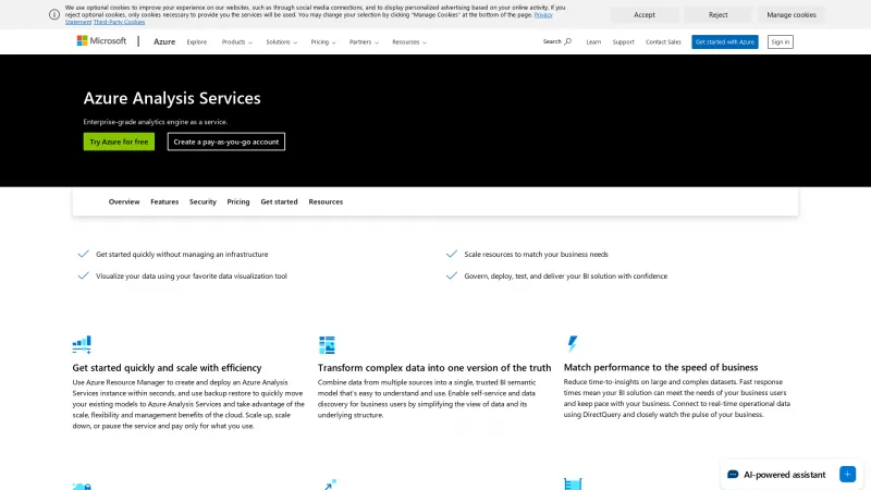 Homepage of Azure Analysis Services