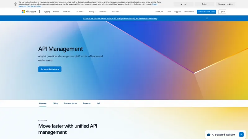 Homepage of Azure API Management