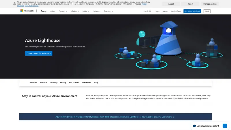 Homepage of Azure Lighthouse