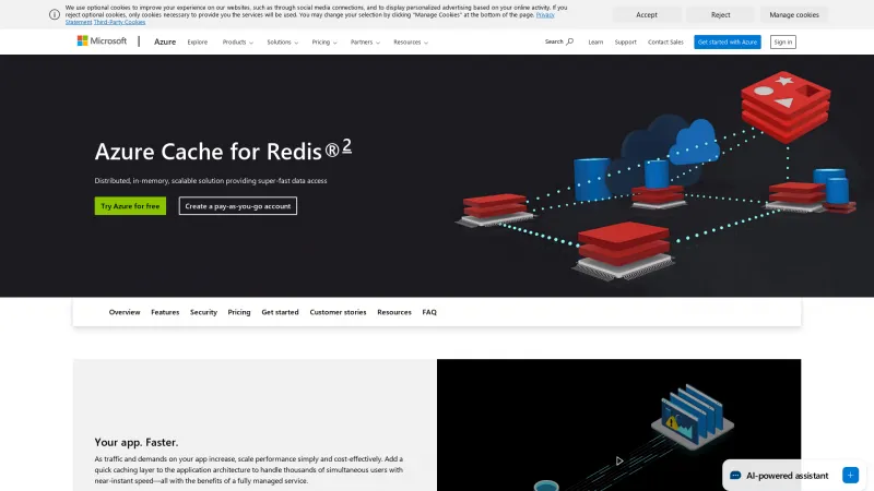 Homepage of Azure Cache for Redis