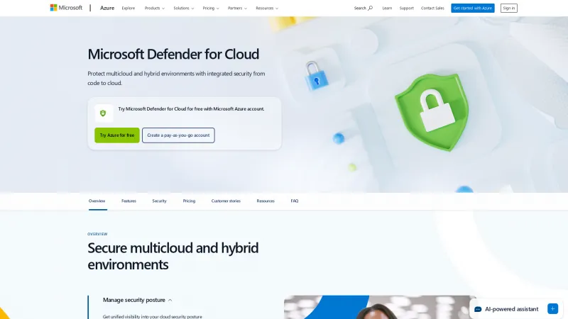 Homepage of Microsoft Defender for Cloud