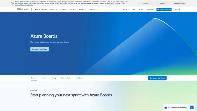 Homepage of Azure Boards