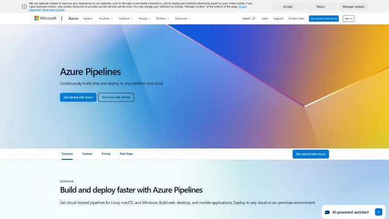 Homepage of Azure Pipelines