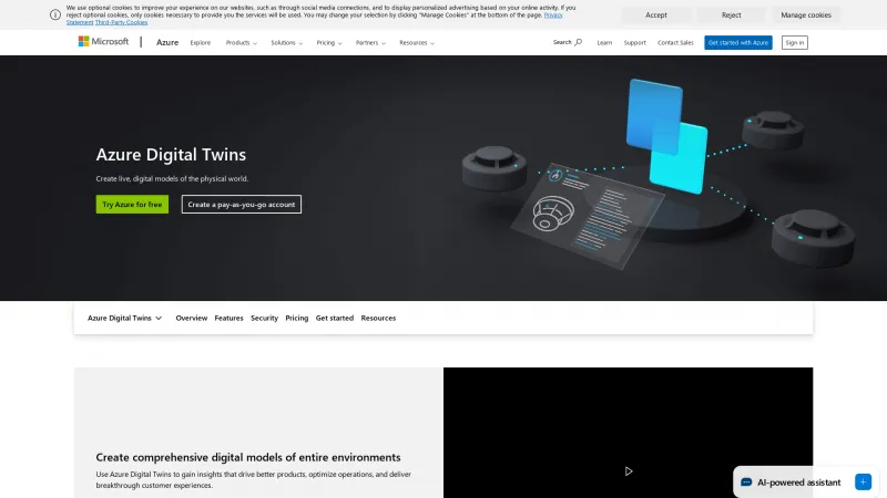 Homepage of Azure Digital Twins