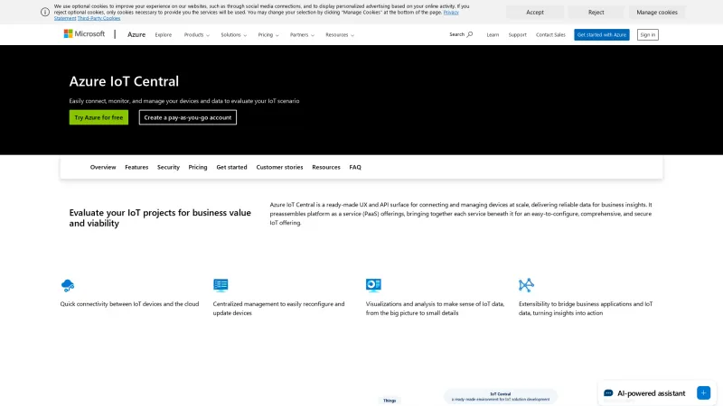 Homepage of Azure IoT Central