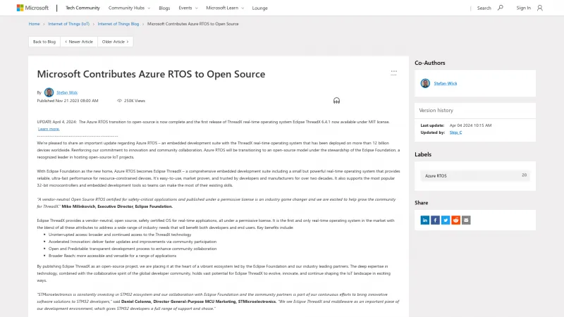 Homepage of Azure RTOS