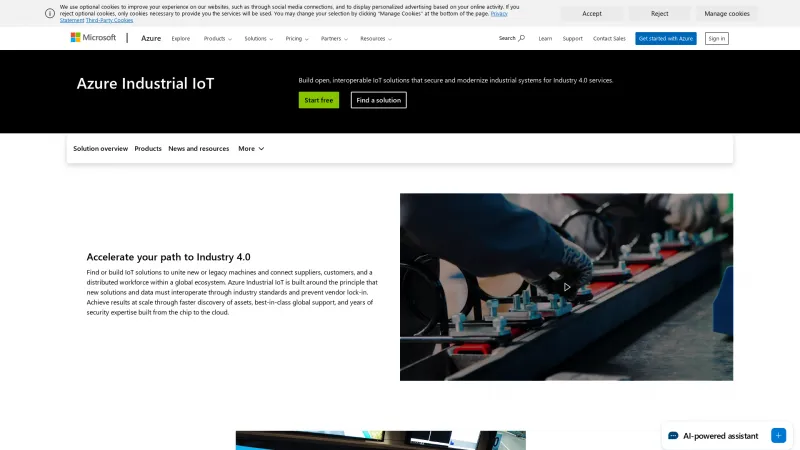 Homepage of Azure Industrial IoT