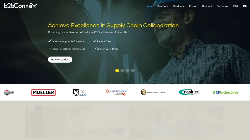 Homepage of B2B Connex