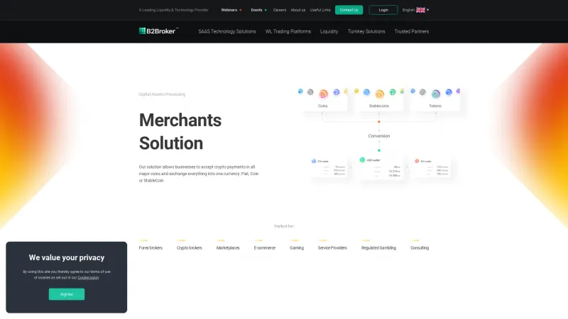 Homepage of B2Broker Merchant Solution