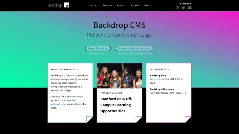 Homepage of Backdrop CMS