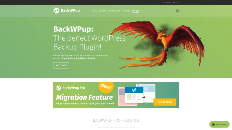 Homepage of BackWPup