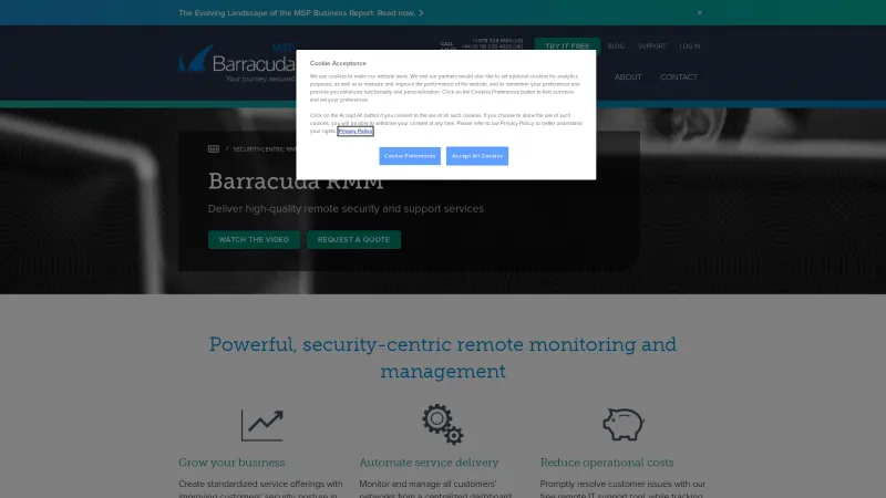 Homepage of Barracuda RMM