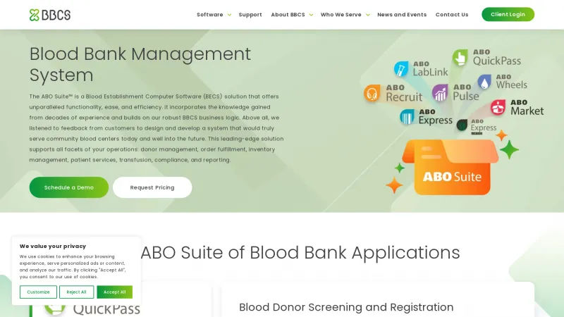 Homepage of BBCS ABO Suite