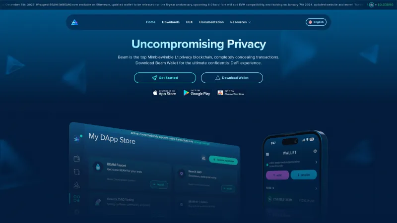 Homepage of Beam