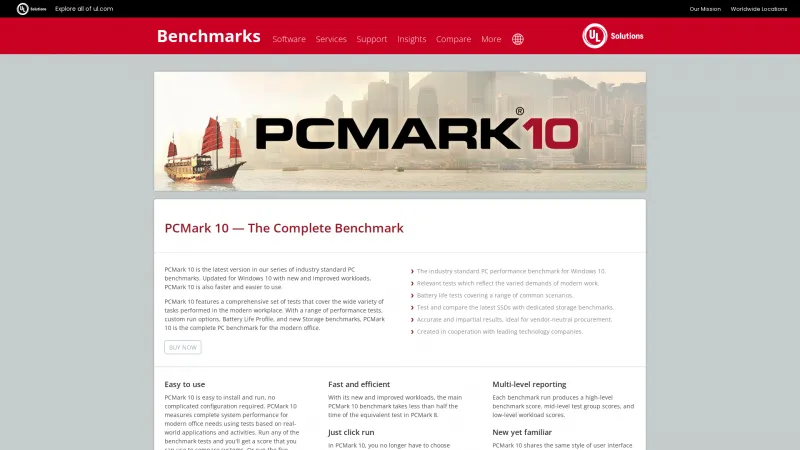 Homepage of PCMark 10