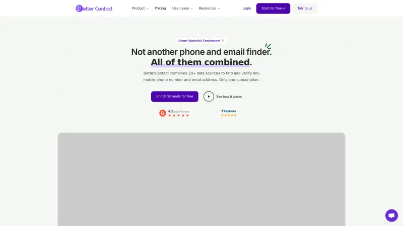 Homepage of BetterContact