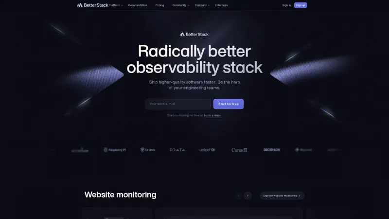 Homepage of Better Stack