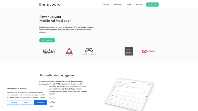 Homepage of Bidlogic