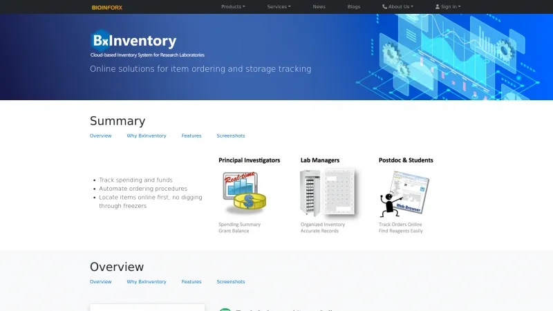 Homepage of BxInventory