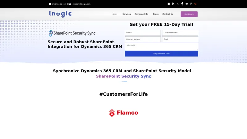 Homepage of Inogic SharePoint Security Sync