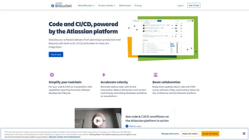 Homepage of Bitbucket