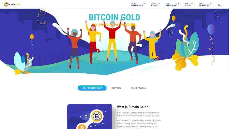 Homepage of Bitcoin Gold