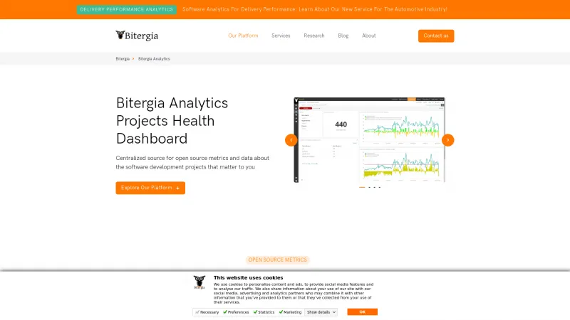 Homepage of Bitergia Analytics