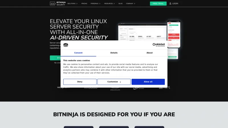 Homepage of BitNinja